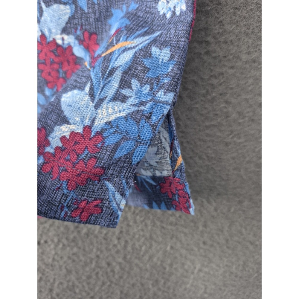 Quieti Mens Linen Tencel Camp Collar Floral Tropical Shirt Size L Blue NWT $110 - Picture 9 of 12